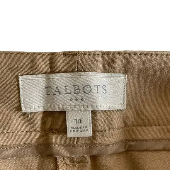 TALBOTS Women's PLUS SIZE Curvy High Rise Trouser Pants Khaki Size 14 Classic - Picture 7 of 9
